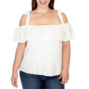 NWT Lucky Brand Tie Crochet Off Shoulder Top